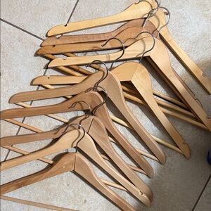 10 OAK Wooden Hangers Set - Natural Brown
